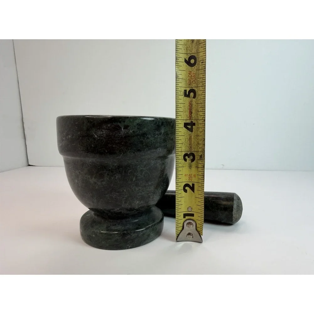 Green Marble Stone Mortar And Pestle Kitchen Utensil Decor 4